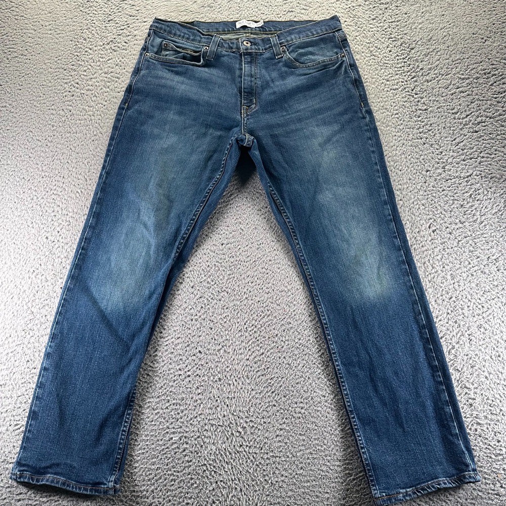True Craft‎ Jeans Mens 34x30 Blue Cotton Denim Straight Faded Stretch Athletic